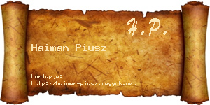 Haiman Piusz névjegykártya